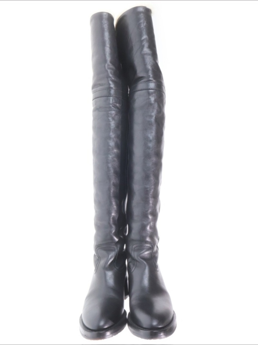 Celine folco black leather boots with shearling Sherpa lining 35 otk - Picture 4 of 7